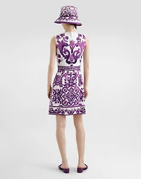 Majolica-print sleeveless dress