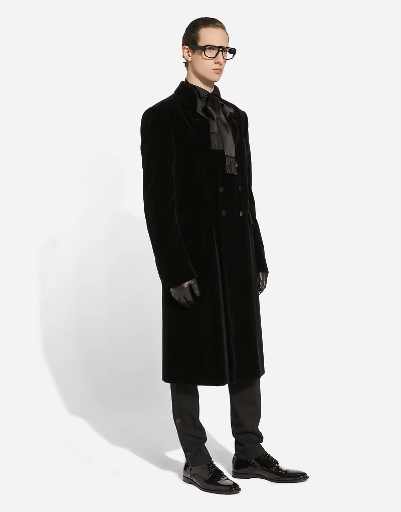 Velvet coat with satin details