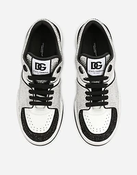 Calfskin New Roma sneakers with fusible rhinestones