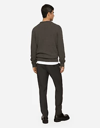 Stretch cotton pants with DG patch