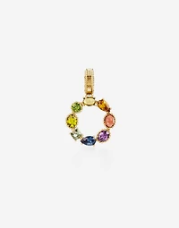 Letter O Charm18-carat yellow gold and multicolored gems