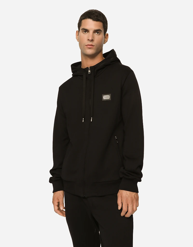 Jersey zip-up hoodie