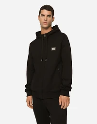 Jersey zip-up hoodie