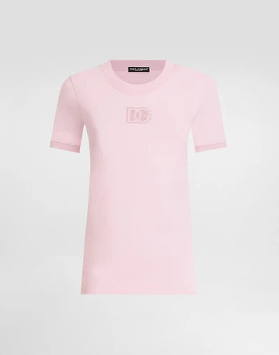 Jersey T-shirt with raised DG logo embroidery