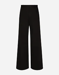 Wide-leg stretch cotton pants