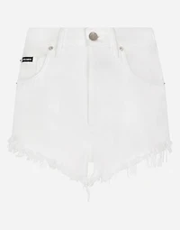 Denim shorts with ripped details and abrasions