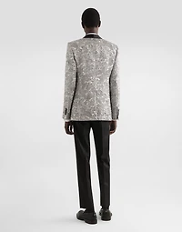 Single-breasted floral lamé jacket