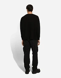 Wool round-neck sweater with DG inlay