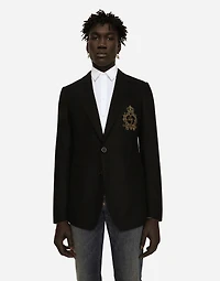 Single-breasted wool and cashmere jacket with DG patch