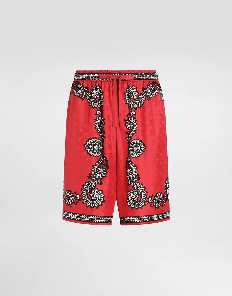 Bandanna-print silk shorts