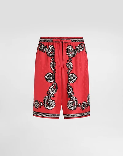 Bandanna-print silk shorts