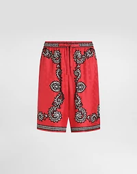 Bandanna-print silk shorts