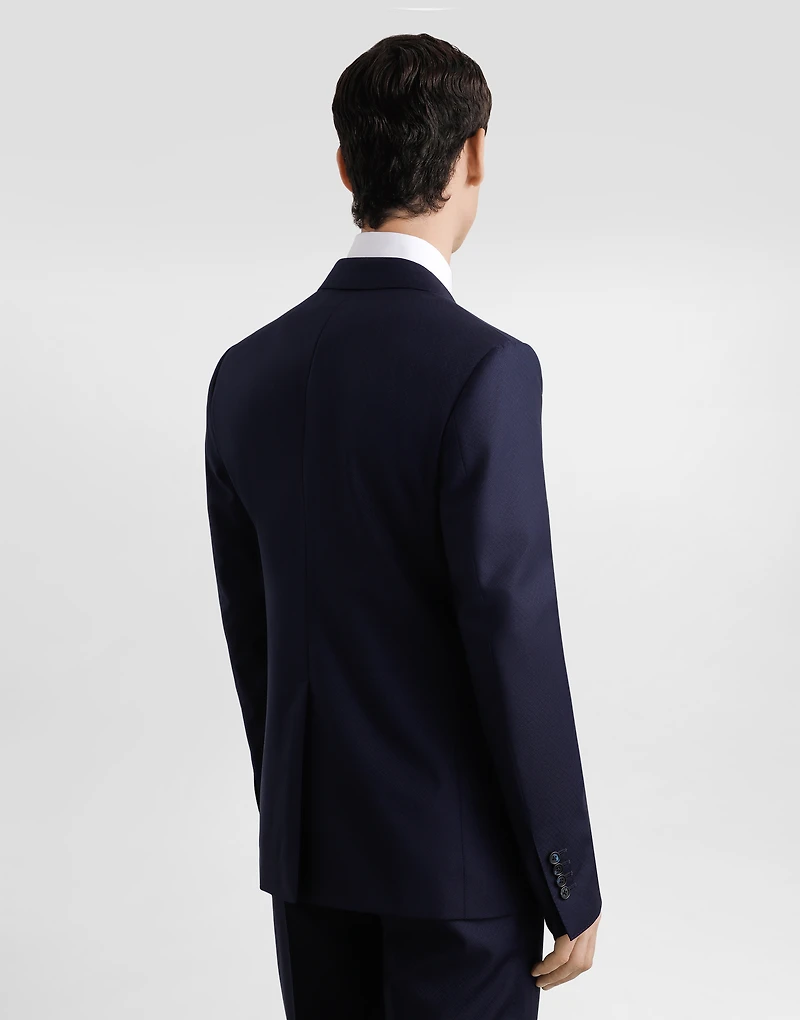 Double-breasted micro-patterned wool suit