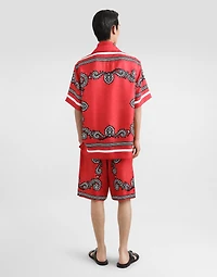 Bandanna-print silk shorts