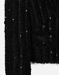 Short tweed jacket with micro-sequin embellishment