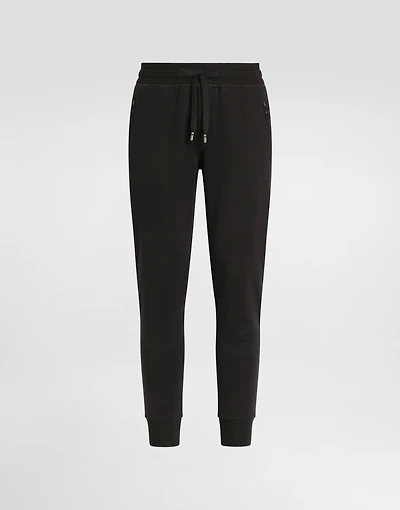Jersey jogging pants with branded tag
