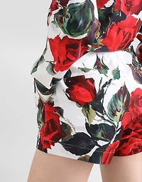 Rose-print cotton shorts