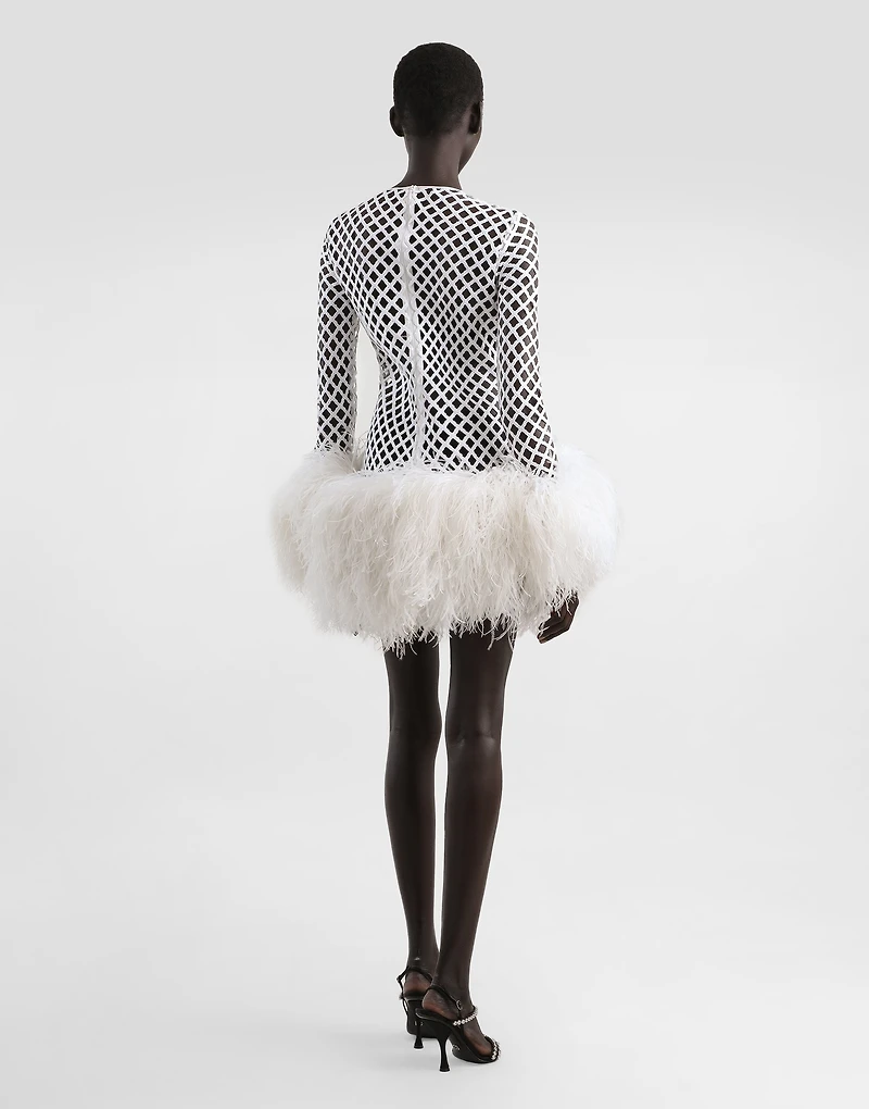 Short mesh dress with sequins