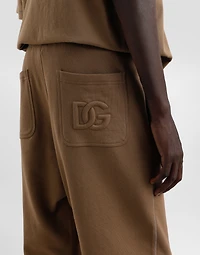 Stretch jersey jogging pants with embroidery