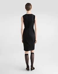 Wool calf-length sheath dress