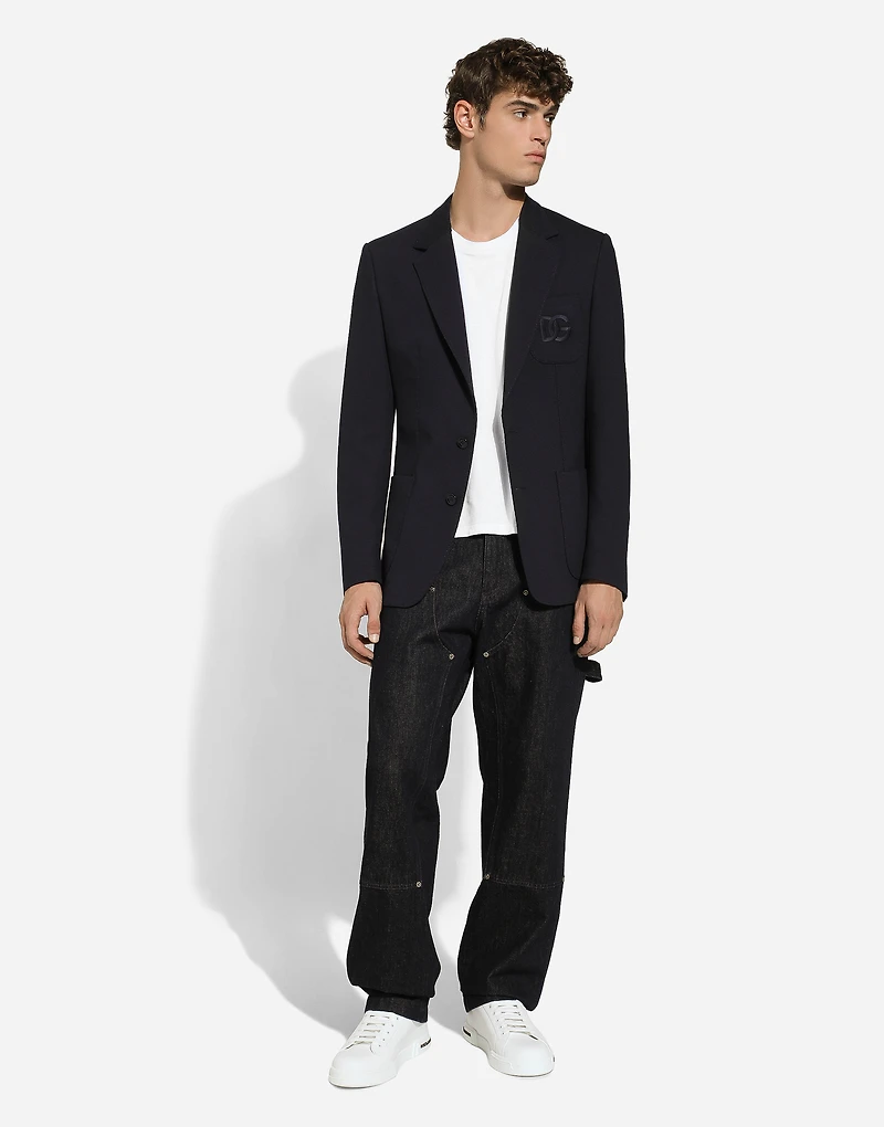 Single-breasted stretch jersey jacket