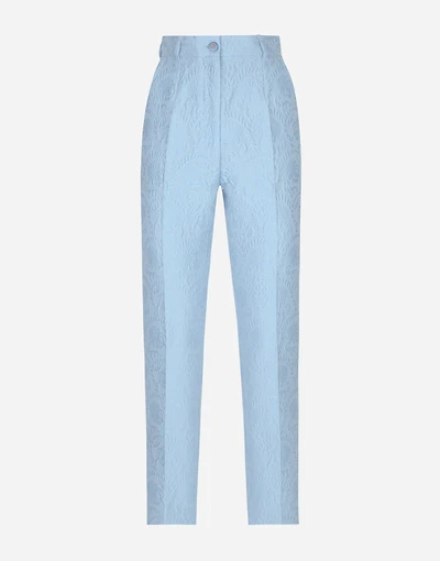 Tailored floral quilted jacquard pants