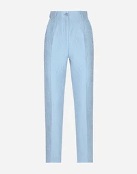 Tailored floral quilted jacquard pants