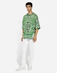 Cotton T-shirt with majolica print