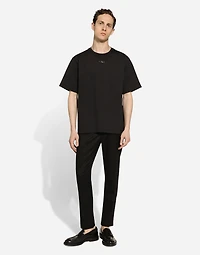 Cotton T-shirt with metal logo