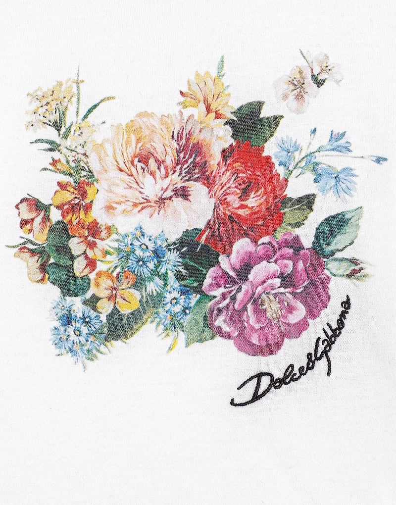 Flower-print short-sleeved jersey t-shirt