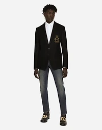 Single-breasted wool and cashmere jacket with DG patch
