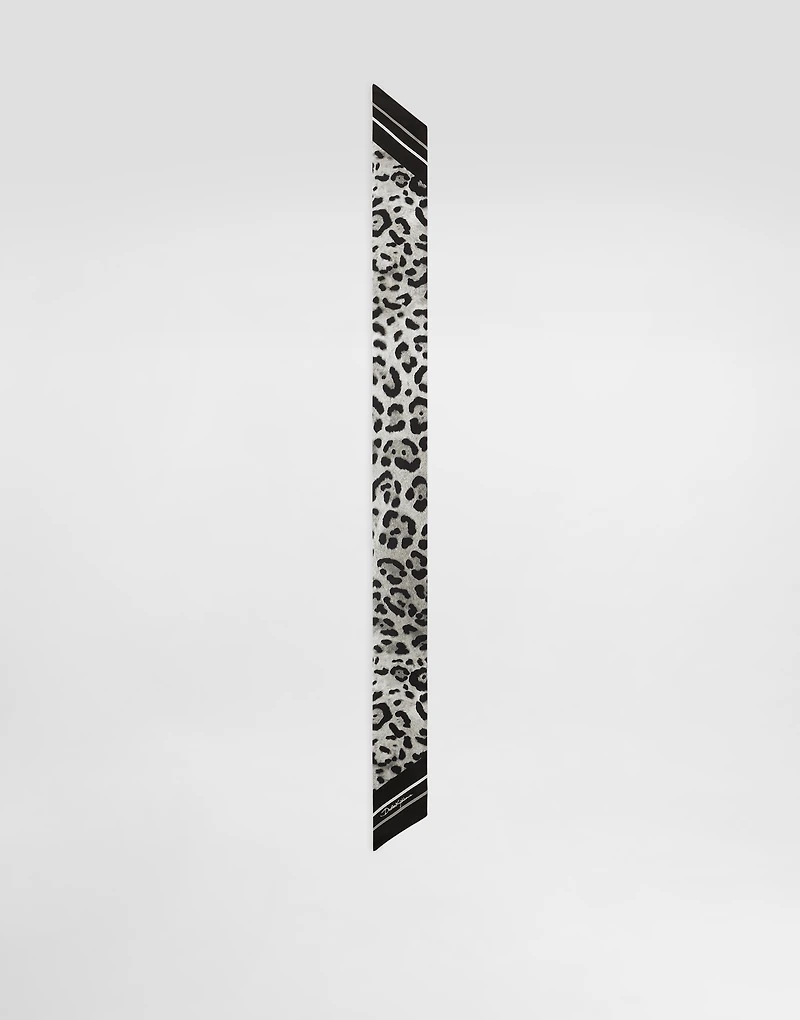 Leopard-print twill headscarf (6x100)