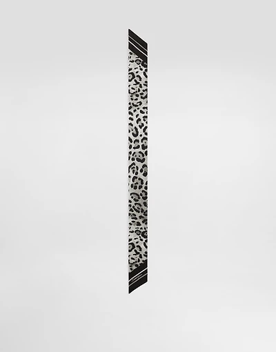 Leopard-print twill headscarf (6x100)