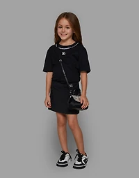 Short-sleeved jersey T-shirt with rhinestones