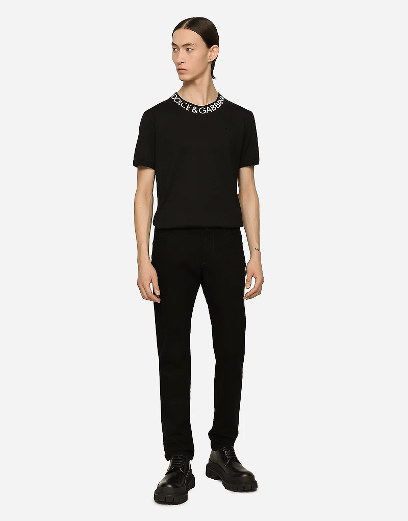 Black wash slim-fit stretch jeans