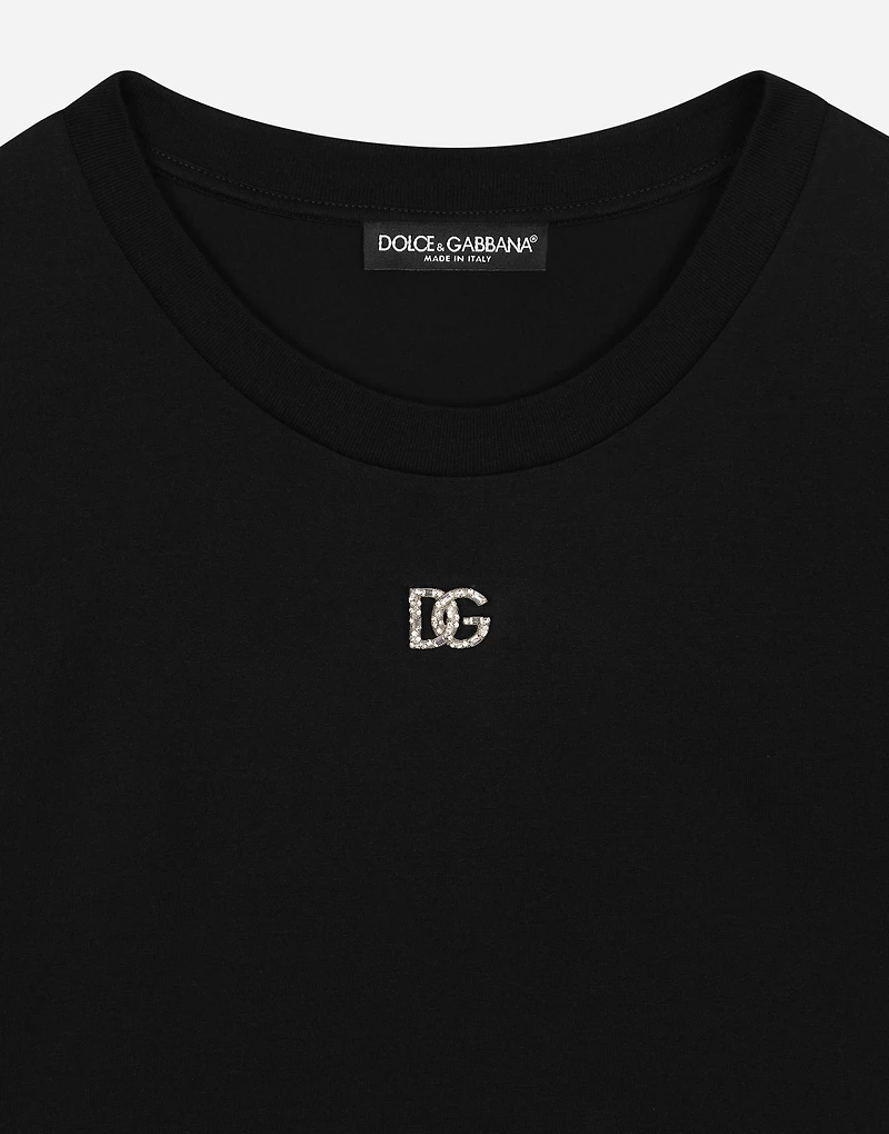 Jersey T-shirt with crystal DG embellishment
