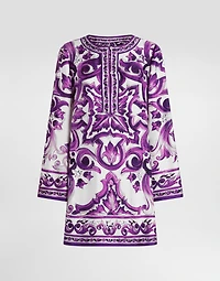 Majolica-print twill dress