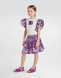 Majolica-print cotton skirt