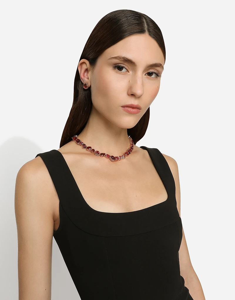 Rainbow Monochrome Necklace
 18 carat red gold and pink tourmalines