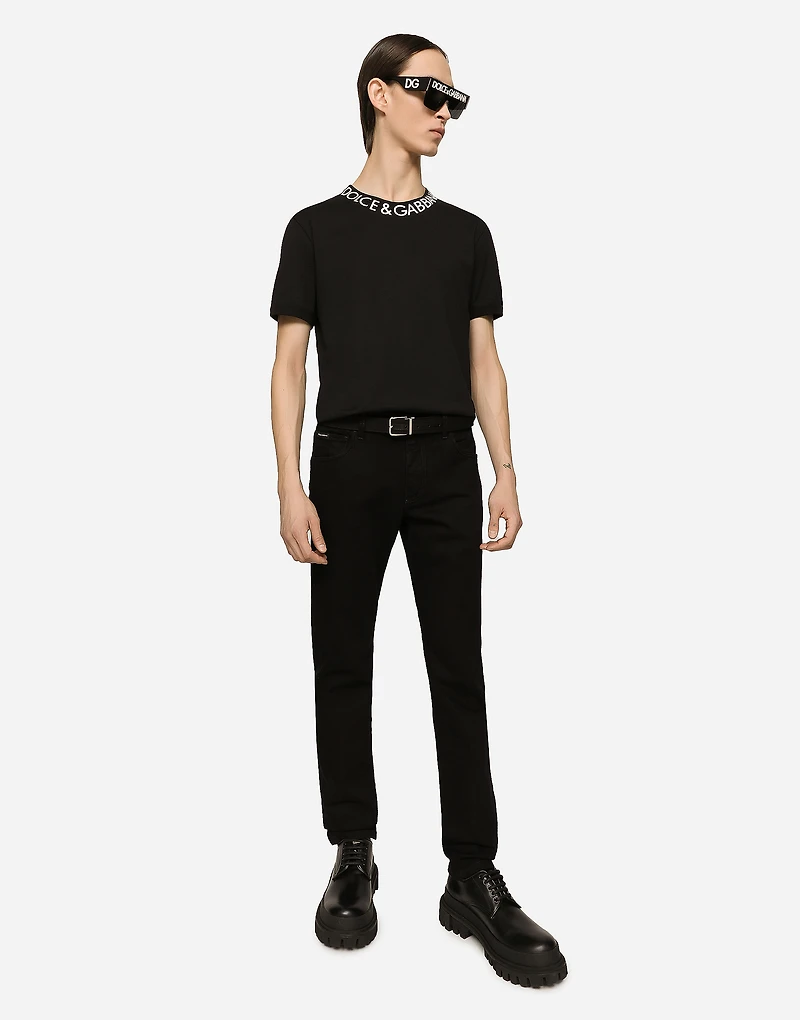 Black wash slim-fit stretch jeans