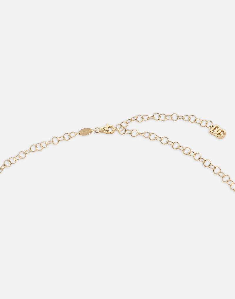Lettering Chain Necklace twisted wire in 18-carat yellow gold