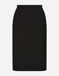 Wool crepe midi pencil skirt