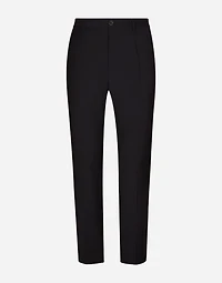 Stretch wool pants with DG embroidery