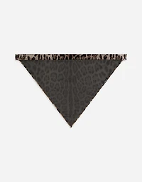 Leopard-print coated satin triangle veil