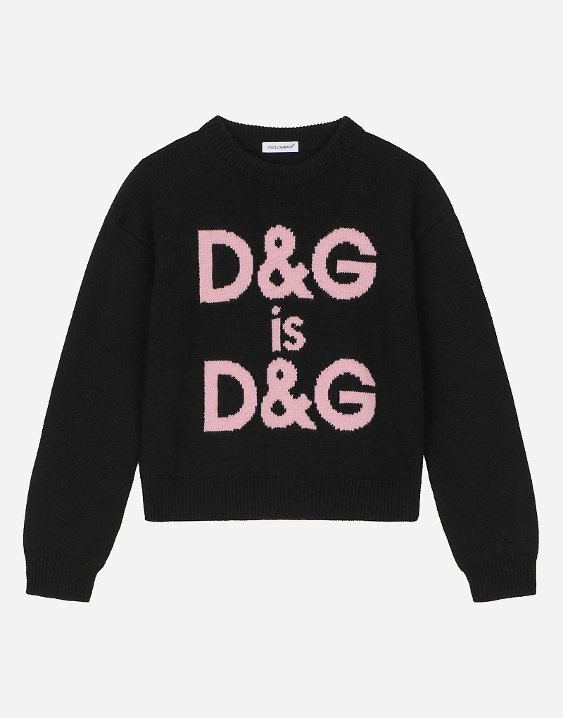 Round-neck sweater with DG logo inlay