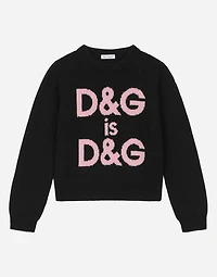 Round-neck sweater with DG logo inlay