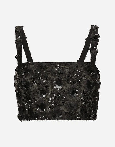 Bralette top with sequin embroidery