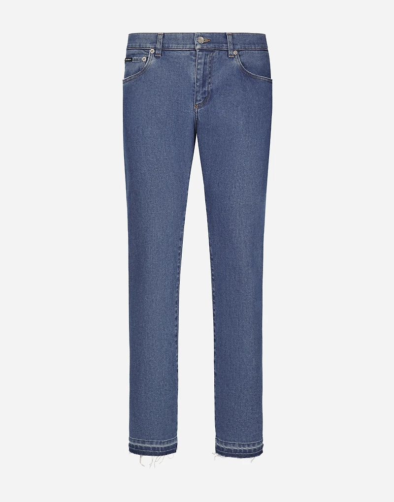 Slim-fit stretch blue denim jeans