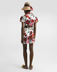 Flower-print poplin shirt