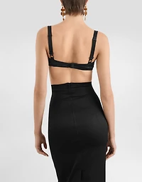 Satin balconette bra with conical cups
